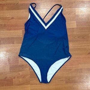 Aerie Blue and White Women Swim One Piece